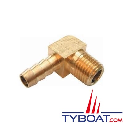 PARKER Racor - Raccord coudé 90° filetage 1/4 18NPTF pour filtre carburant - tuyau Ø 8mm