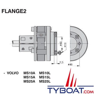 Vetus - Bride intermédiaire compatible moteurs Volvo MS10A/L - MS15A/L - MS25A/L