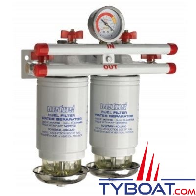 VETUS - Filtres séparateur eau/carburant CE/ABYC  double 10 microns débit 380  L/H - 75340VTEB