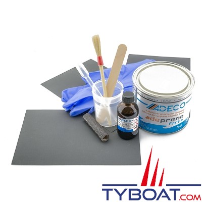 Adeco - kit ultra professionnel de réparation de bateaux gonflables PVC gris