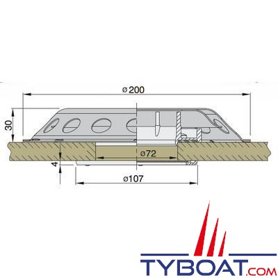 Vetus - Aérateur plat UFOTR transparent Ø 200mm