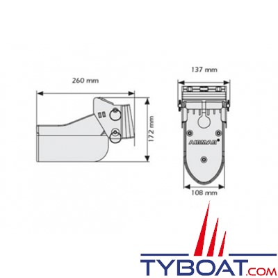 Airmar - Sonde CHIRP TM265LM (basses et moyennes fréquences) DT XID 42-65/80-130 kHz - 1 kW - Connecteur M&M