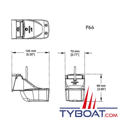 Airmar - Sonde tableau arrière plastique P66 DsT 50/200 kHz - Profondeur/température/vitesse - Connecteur Furuno (10 broches)