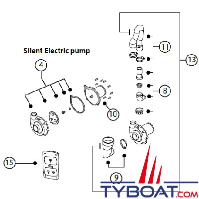 Albin Pump Marine - Kit de tuyau de sortie pour wc électrique design silencieux