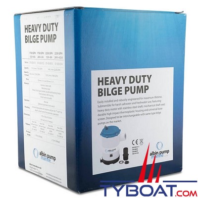 Albin Pump Marine - Pompe de cale Heavy Duty 2250 GPH - 140 Litres/minute - 12 Volts - 01-03-013