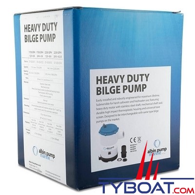 Albin Pump Marine - Pompe de cale Heavy Duty 2250 GPH - 140 Litres/minute - 24 Volts - 01-03-014