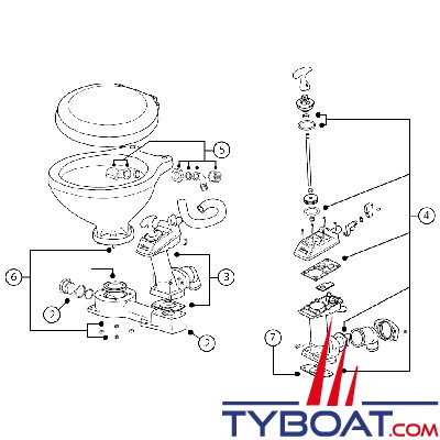 Albin Pump Marine - Vis et joint de cuvette pour wc manuel