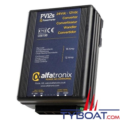 Alfatronix - PV12S - Convertisseur de tension 24/12 Volts - 12 /18 Ampères non isolé