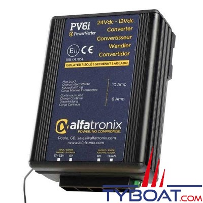 Alfatronix - PV6i - Abaisseur de tension 24/12 Volts - 6/10 Ampères - isolé 