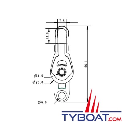 Allen - Dynamic 20 A2025 - Poulie triple à ringot - cordage Ø 6mm