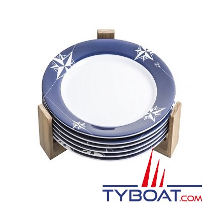 Arc Marine - Support en teck  - range assiette  - 3 unités - 60 mm