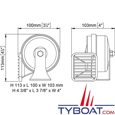 Avertisseur chromé Marco MT1-H 12 V / 5 A - 114 dB (A) (1m) 490Hz. 