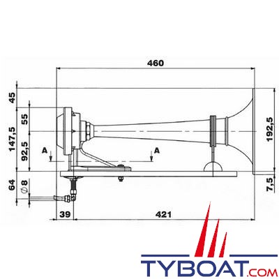 Marco PW2-C - Avertisseur sonore homologué  avec compresseur électrique pour bateaux de 12 à 20 mètres - 24V 10A 123dB 