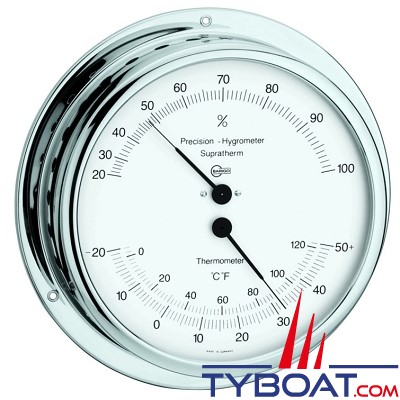 Barigo série Viking Ø130mm - Conforimètre hygromètre et thermomètre - version chromée