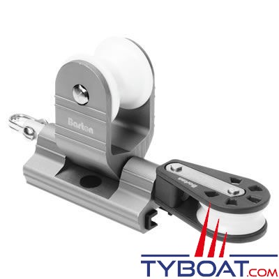 Barton Marine - Avale-tout tractable pour rail en T - largeur 25 mm + poulie