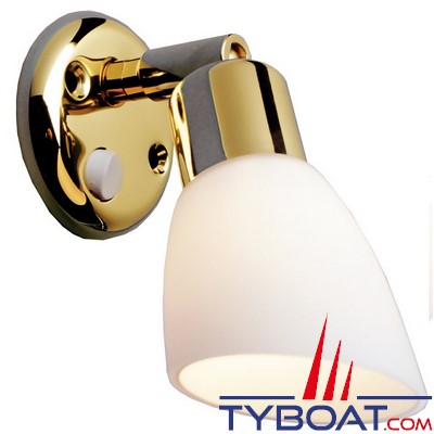 BATSYSTEM - Applique OPALE à led - 8/30 Volts 80 lumens - base laiton et abat jour en verre blanc.