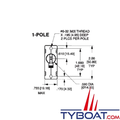 BEP Marine - Disjoncteur 1 pôle hydromagnétique 40A