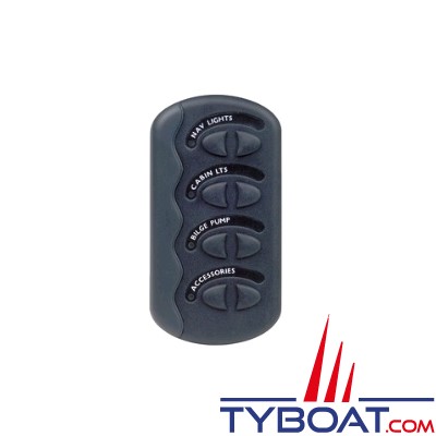 BEP Marine - Tableau électrique 4 interrupteurs 16A - à bascule flexibles - Etanche - Anthracite