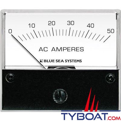 Blue Sea Systems - Ampèremètre analogique 0-50A + TI 50/50MA  pour courant alternatif - 9630