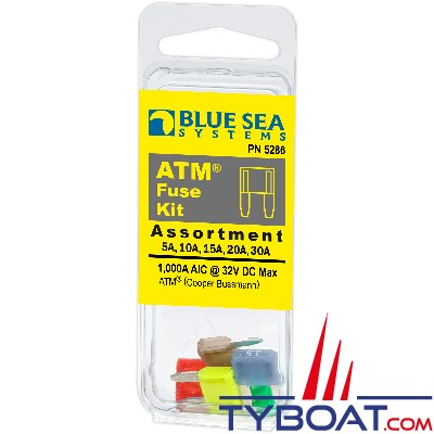 Blue Sea Systems - Assortiment 5 fusibles mini languette ATM (11x16mm) - 5/10/15/20/30A - 5286