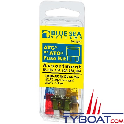 Blue Sea Systems - Assortiment 6 fusibles languette ATC (19x19mm) - 5/10/15/20/25/30A - 5287