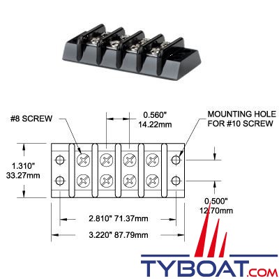 Blue Sea Systems - Bloc de jonction - 4 circuits 30 Ampères 