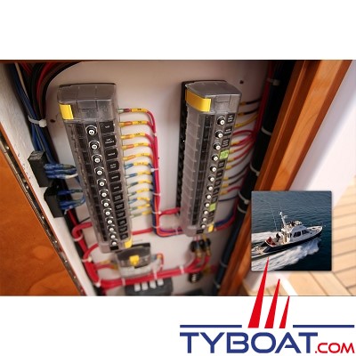 Blue Sea Systems - Boîtier disjoncteurs réarmable avec terre - 6 circuits - livré sans disjoncteur