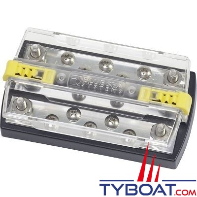 Blue Sea Systems - Bornier de connexion Dual Bus Plus 150A - 5 circuits - avec capot de protection - 2722