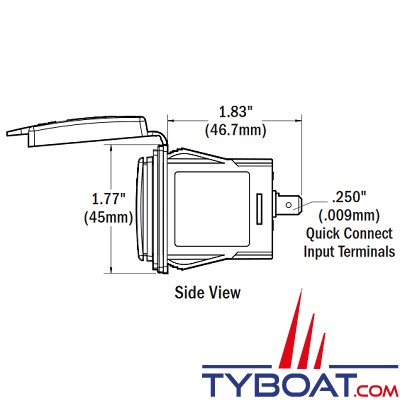 Blue Sea Systems - Prise tableau - 2 chargeurs USB - 12/24 Volts 4.8 Ampères 