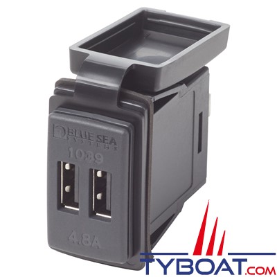 Blue Sea Systems - Prise tableau - 2 chargeurs USB - 12/24 Volts 4.8 Ampères 