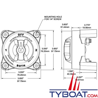 Blue Sea Systems - Coupe-batterie - série HD - on/off - 600A -3000