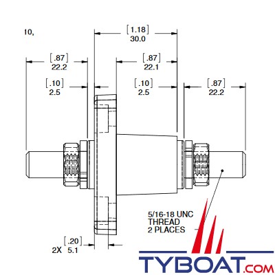 Blue Sea Systems - Connecteur passe-cloison - 8mm 250A - rouge