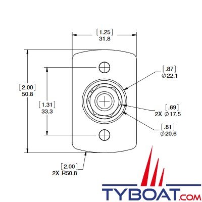 Blue Sea Systems - Connecteur passe-cloison - 8mm 250A - rouge