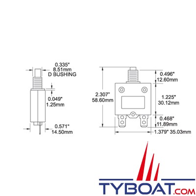 Blue Sea Systems - Disjoncteur avec bouton poussoir Quick Connect - 15 Ampères 