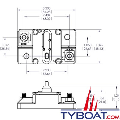 Blue Sea Systems - Disjoncteur thermique en saillie - série 285 - 100 Ampères