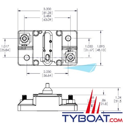 Blue Sea Systems - Disjoncteur thermique en saillie - série 285 - 120 Ampères
