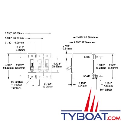 Blue Sea Systems - Disjoncteur thermique série a - unipolaire - blanc - 100 Ampères - 7250