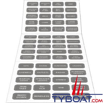 Blue Sea Systems - Kit 60 étiquettes grises pour tableau - 8217