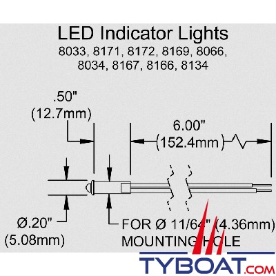 Blue Sea Systems - Led 12vdc ambre 11/64in - 8033