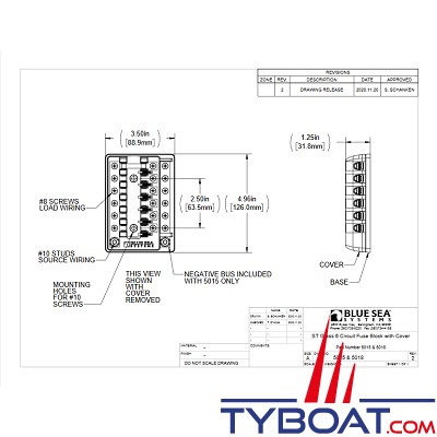 Blue Sea Systems - Tableau à fusible verre AGC/MDL- 6 circuits - avec couvercle - 5015