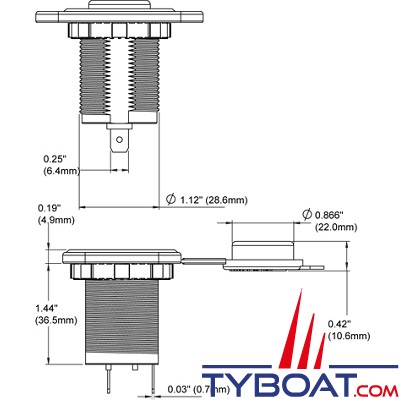 Blue Sea Systems - Prise de bord allume cigare - 12 Volts d.c 