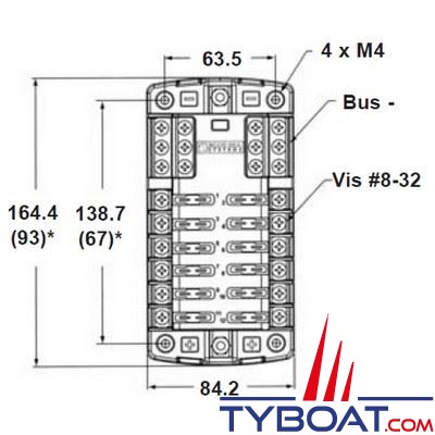 Blue Sea Systems - Tableau à fusibles à fiches - 12 circuits avec bus négatif intégré