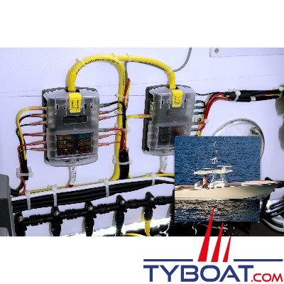 Blue Sea Systems - Tableau à fusibles à fiches - 6 circuits avec bus négatif intégré