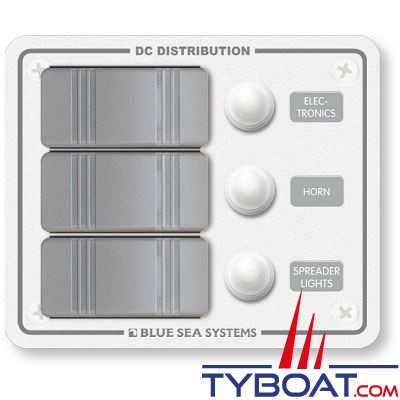 Blue Sea Systems - Tableau blanc 12 Volts d.c clb 3 positions - 8274