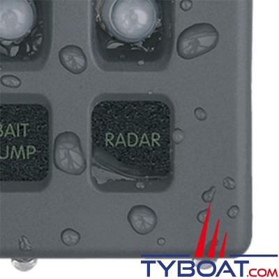 Blue Sea Systems - Tableau étanche WeatherDeck® - gris - 12 Volts - 6 interrupteurs + 6 disjoncteurs - 4376