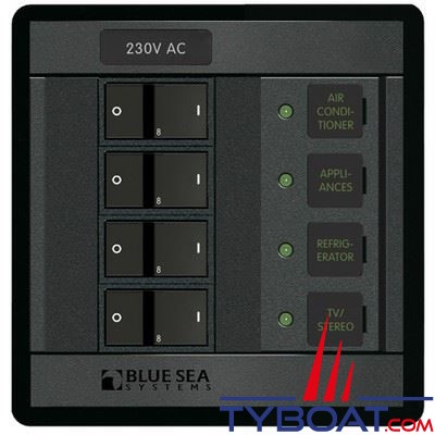 Blue Sea Systems - Tableau électrique pour courant alternatif 230v - 4 circuits 8A - 1211