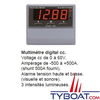 Blue Sea Systems - Tableau électrique pour courant continu - 8 circuits 15A + multimètre - 1227