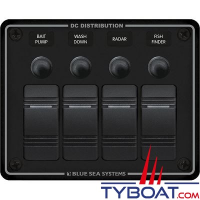 Blue Sea Systems - Tableau noir 12 Volts d.c clb 4 positions horizontal - 8372