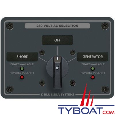 Blue Sea Systems - Tableau sélection de sources 65A/230vac 2 positions - OFF - 2 pôles -8357