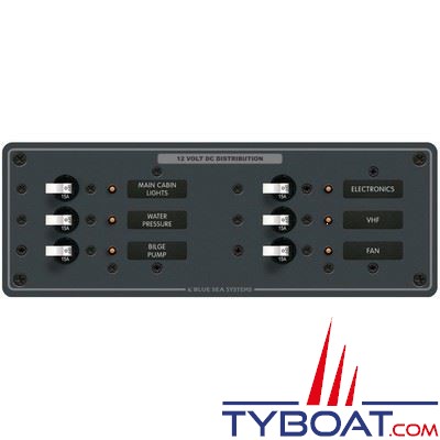 Blue Sea Systems - Tableau électrique dc - 6 circuits - 12/24v - disjoncteur type toggle - 8096 